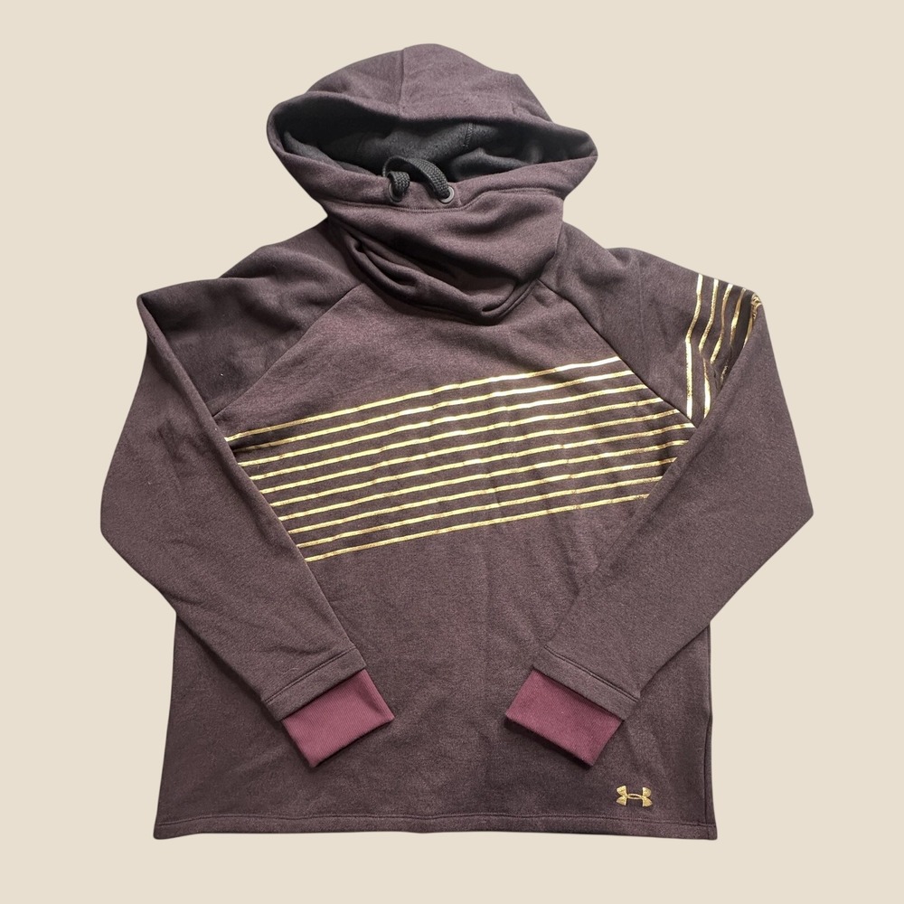 Under Armour Hoodie Womens Large Threadborne Pullover Burgundy Gold 1315119 NEW